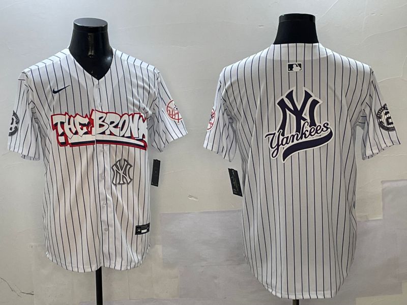 Men New York Yankees Blank White Stripe four generations Joint Name 2025 Nike MLB Jersey style 16->new york yankees->MLB Jersey